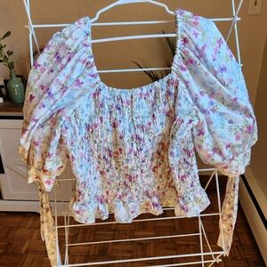 Fashion to figure, size 2 (16/18), blouse, 3/4 length tie sleeve,